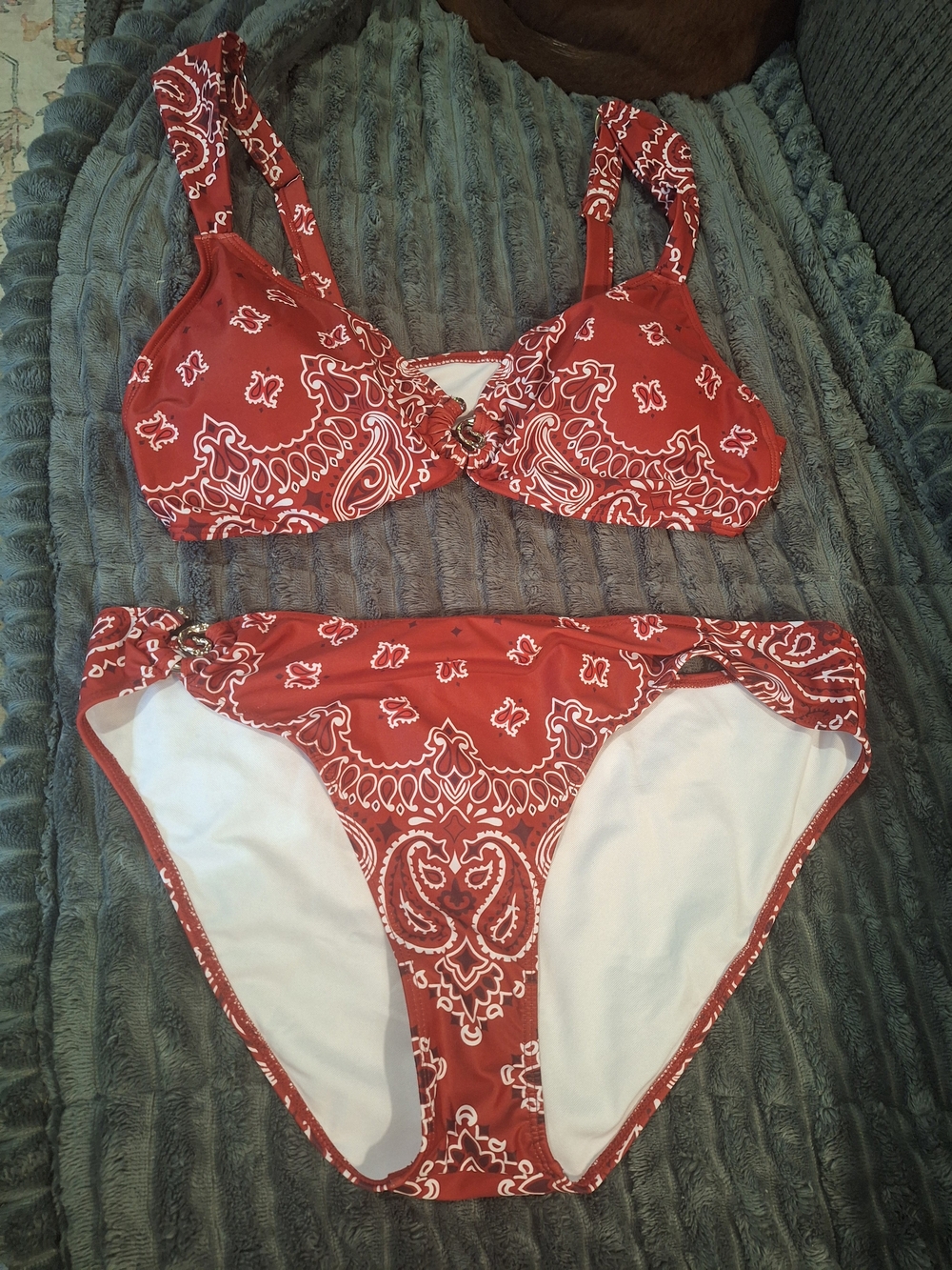 Red Paisley Two-Piece Bikini Set